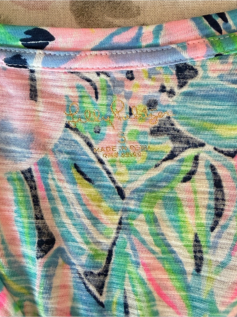 Lilly Pulitzer Long Sleeve Floral Tee in Pink & Teal - Picture 5 of 8